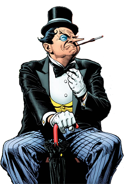 The Penguin wants to be the one percent....like I know you want to too, but he like wants to be better then everyone else and tends to stomp on them and betray them. He doesn't even try to be a man of the people he wants people TO WORSHIP HIM!