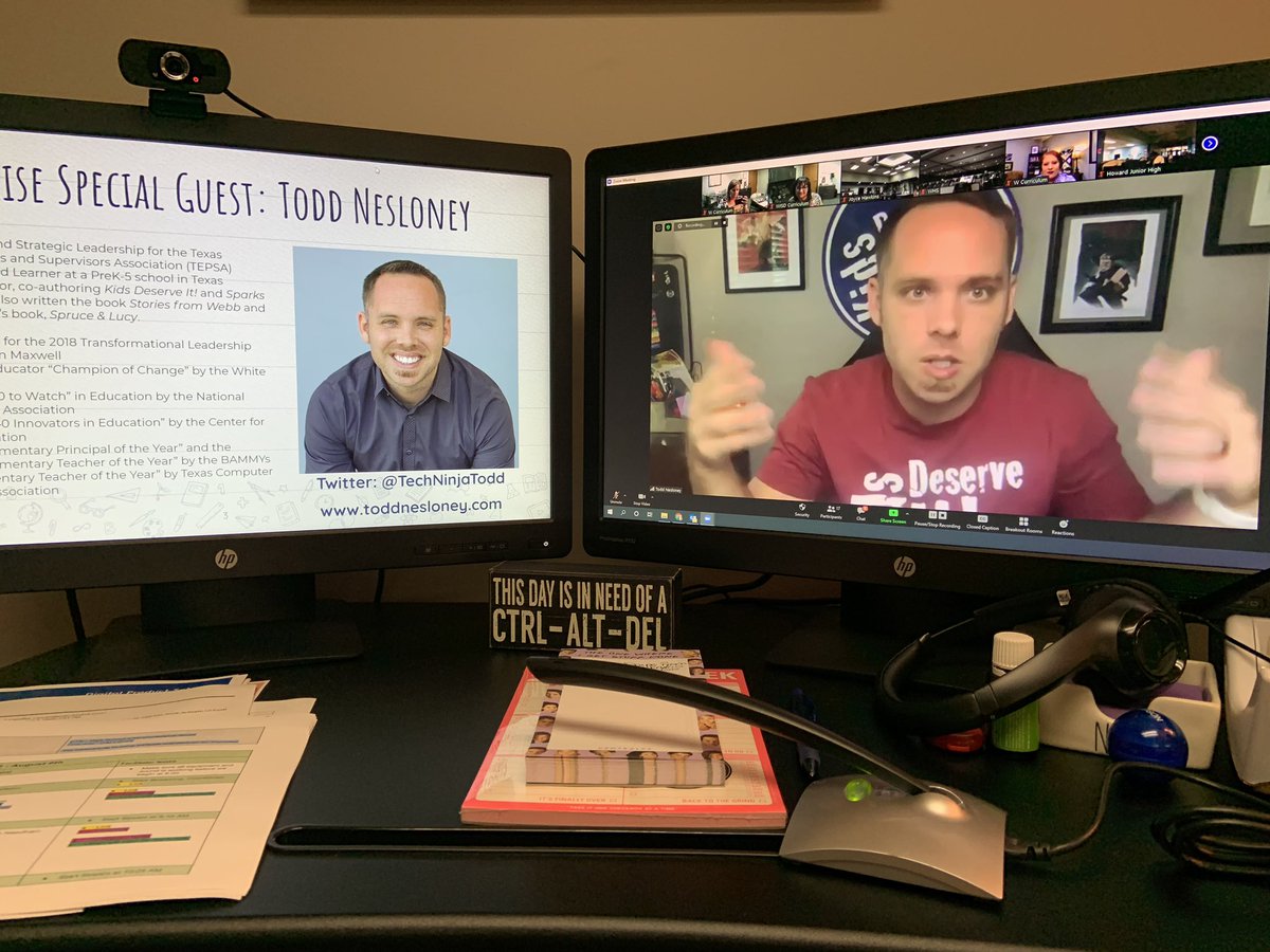 acieri's tweet image. What a treat to have @TechNinjaTodd jump in on our Zoom today to encourage new teachers as we start a new school year! Thanks for the awesome surprise! #encouraged #focusontoday