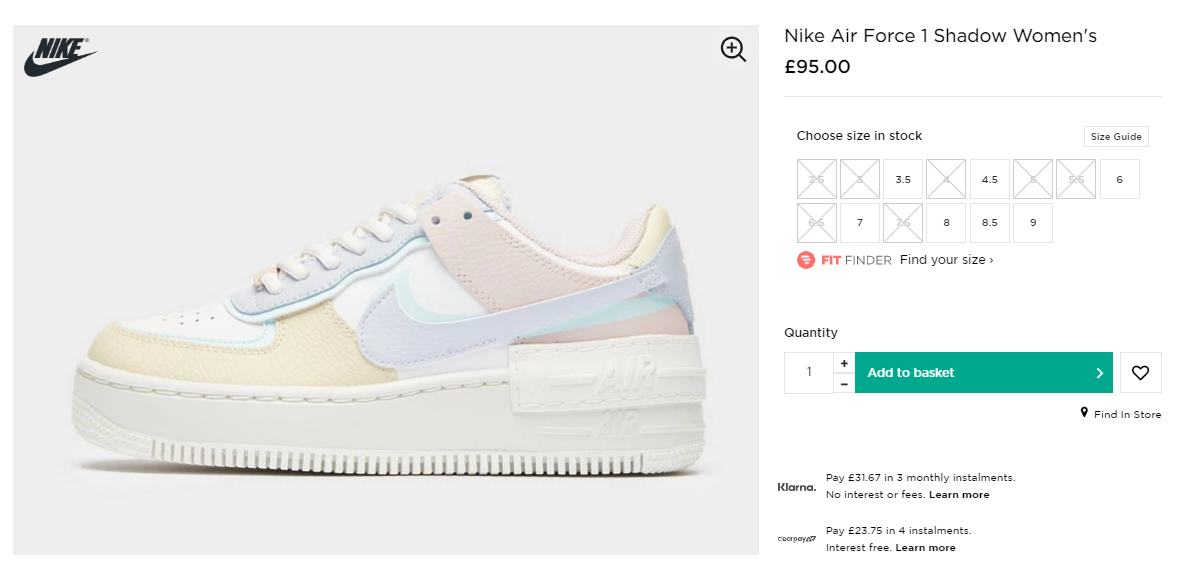 nike air force shadow pastel jd