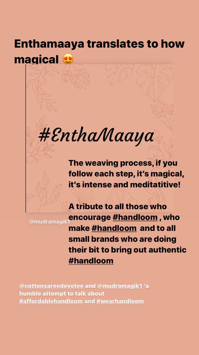 MagikMudra's tweet photo. #Vocal4Handmade #NationalHandloomDay #WearHandloom #promotehandloom 
@TexMinIndia @smritiirani let’s make everyday a handloom day! 
#MakeInIndia #VocalForLocal #Vocal4Handmade https://t.co/G9oxwEgfdb