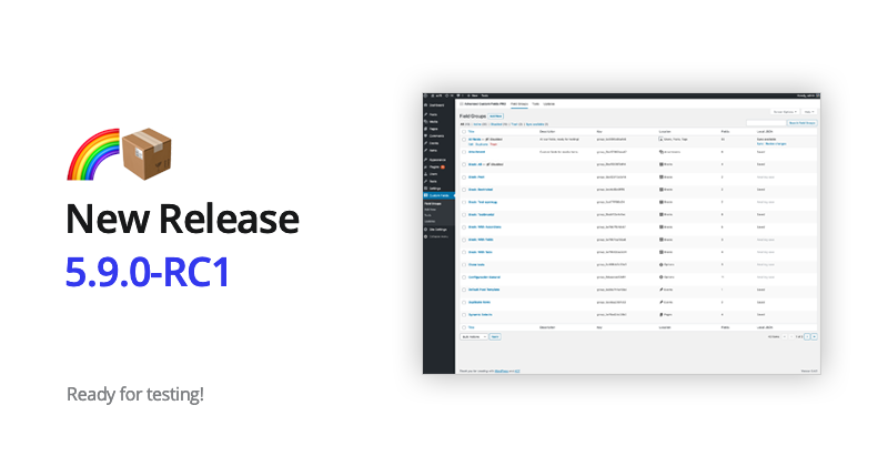 New Release! ACF PRO 5.9.0-RC1 🥳🙌

✋ New help tab
🚀 Preparing for launch

advancedcustomfields.com/blog/acf-pro-5…