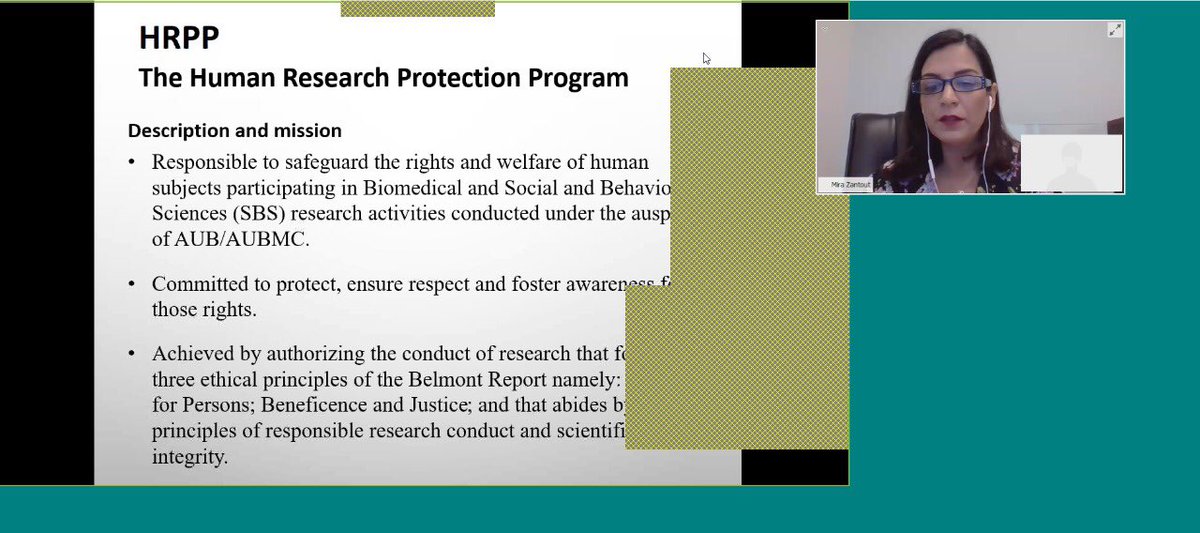 A great presentation on Informed Consent in Human Subject Research by Ms.<a href="/MiraMz02/">Mira Zantout</a> from <a href="/AUB_IRB/">AUB IRB</a> during the Research Personnel Program #RPP &amp; Post-Doctoral Program session <a href="/AUB_Lebanon/">American University of Beirut</a> <a href="/AUBMC_Official/">American University of Beirut Medical Center</a>  <a href="/sk77_sara/">Sara Rida, Bsc., MBA</a> <a href="/HakimLara/">Lara Hakim</a> <a href="/Marlene__ch/">Marlene Chakhtoura</a> <a href="/EidJamale/">Jamale El Eid</a>