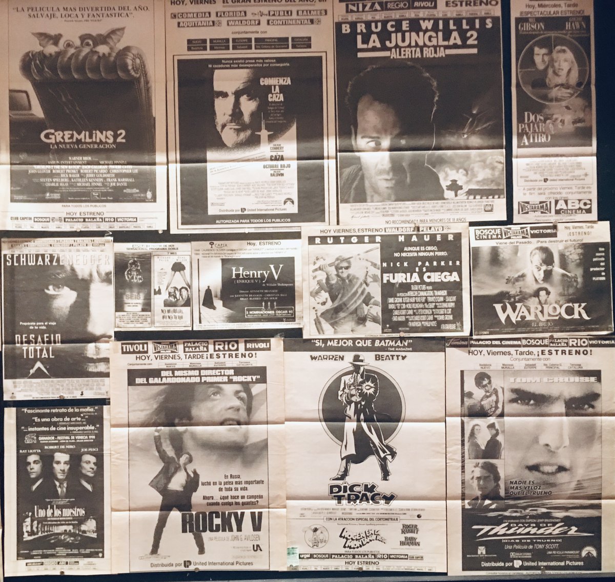 Cuando vengáis al cine, no os perdáis la exhibición que tenemos en nuestro lobby de posters de películas estrenadas en cines de Barcelona y provincia en 1985 y 1990 (¡hace 35 y 30 años ya!). Un viaje por el tiempo de una Barcelona cinematográfica que ya casi no existe.
