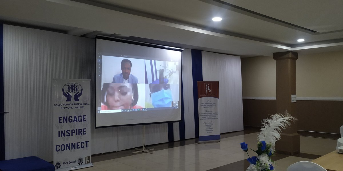 Muscco1's tweet photo. Daniel Bello, African Youth Network Chairperson, virtually giving his remarks during at SACCO Young Professionals Network - Malawi https://t.co/s5Adfb3fEa