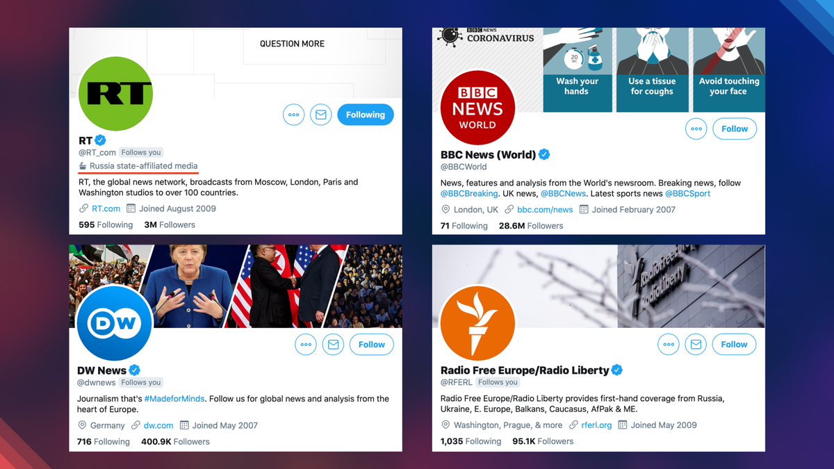 mfa_russia's tweet photo. 💬 Dear @twitter,

We realize that labelling media accounts as 'government affiliated' is a tough job. There are so many of them. While some Russian outlets have been given the tag, other state-owned media still do not enjoy the privilege. So here are some hints.

Happy to help! https://t.co/MD7iQbBnPb