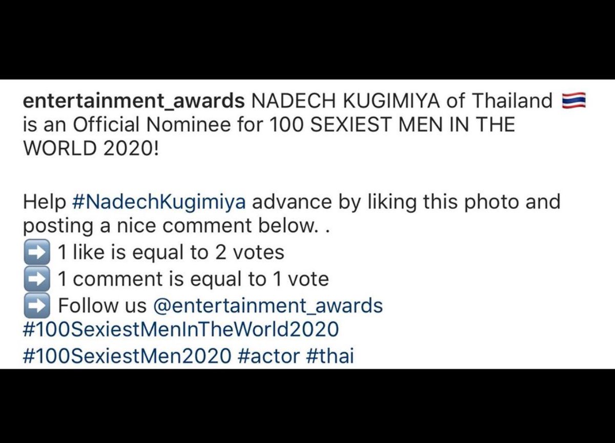 Hi guys! Please don’t forget to vote for Nadech Kugimiya.  #100SexiestMenInTheWorld2020Please LIKE and COMMENT. Can we make at least 10 comments a day? PLEASEEEE! THANK YOU SO MUCH! #ณเดชน์คูกิมิยะ  #ณเดชน์  #nadech LINKS: https://www.instagram.com/p/CDYF0HrJnAS/?igshid=aty09rqly0m5  https://www.instagram.com/p/CDYF03pp3Tq/?igshid=jd9hget1a96n