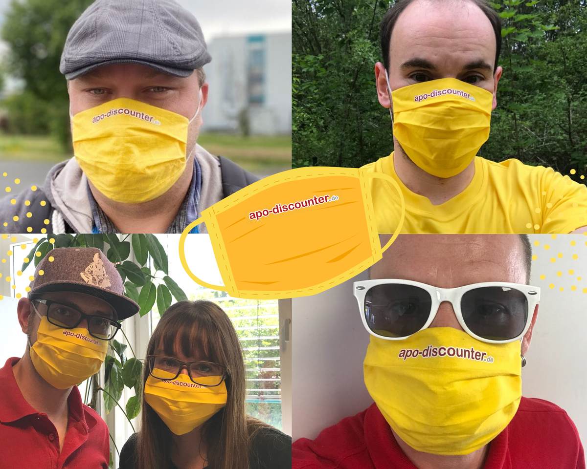 apodiscounter - Apotheke für alle. (@apodiscounter) on Twitter photo Wir sind dabei - bei der #WearAMaskChallenge der <a href="/WHO/">World Health Organization (WHO)</a>!
@DieRotenBullen <a href="/DHLPaket/">DHL Paket</a> <a href="/BVG_Kampagne/">Weil wir dich lieben</a> seid ihr auch dabei? #nominierung
ℹ️ Achte bitte weiterhin auf die AHA-Regeln: Abstand, Hygiene und Mund- & Nasenschutz. #wearamask #savelives #COVID19 Wir sind dabei - bei der #WearAMaskChallenge der <a href="/WHO/">World Health Organization (WHO)</a>!
@DieRotenBullen <a href="/DHLPaket/">DHL Paket</a> <a href="/BVG_Kampagne/">Weil wir dich lieben</a> seid ihr auch dabei? #nominierung
ℹ️ Achte bitte weiterhin auf die AHA-Regeln: Abstand, Hygiene und Mund- & Nasenschutz. #wearamask #savelives #COVID19