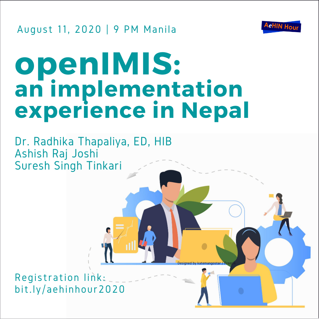 WeAreAeHIN's tweet photo. Join our upcoming webinar with our colleagues from Nepal who will discuss the various schemes run by Nepal's Health Insurance Board and how @openIMIS helps run these schemes and support the overall implementation of their program. Register now at https://t.co/k2XIbVqyag! https://t.co/Mp6gKsfleR