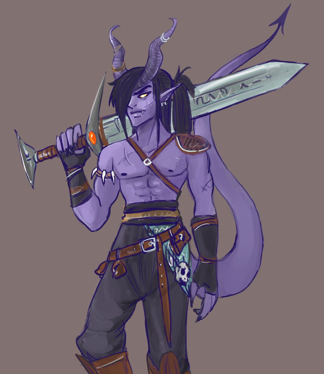 Jennymindtricks's tweet photo. Early this year I started playing in 3 different DND groups (online) and its been such fun creating my characters! So heres one to share!
 
#dndart #barbariantiefling #characterdesign https://t.co/6QNSMo6T4v