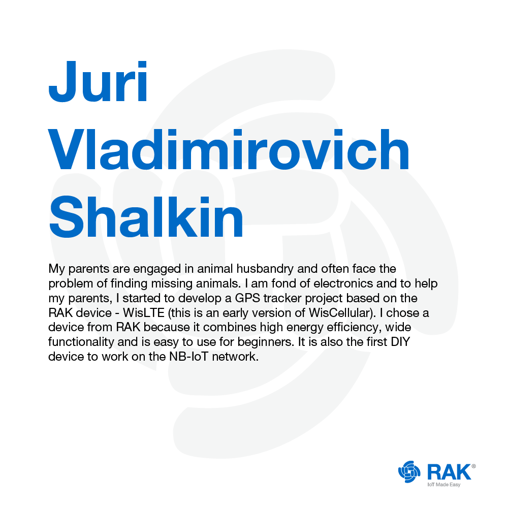 RAKwireless's tweet photo. No more missing bullseyes!

Get to know Juri Shalkin's tracking project for missing farm animals using our energy-efficient and reliable #RAK2011 NB-IoT Node. 

Do you want this entry to win? Like, share, and reply to this post to show your support! #ROYR #IoT4Good #RAKwireless https://t.co/CYETqZUvSM