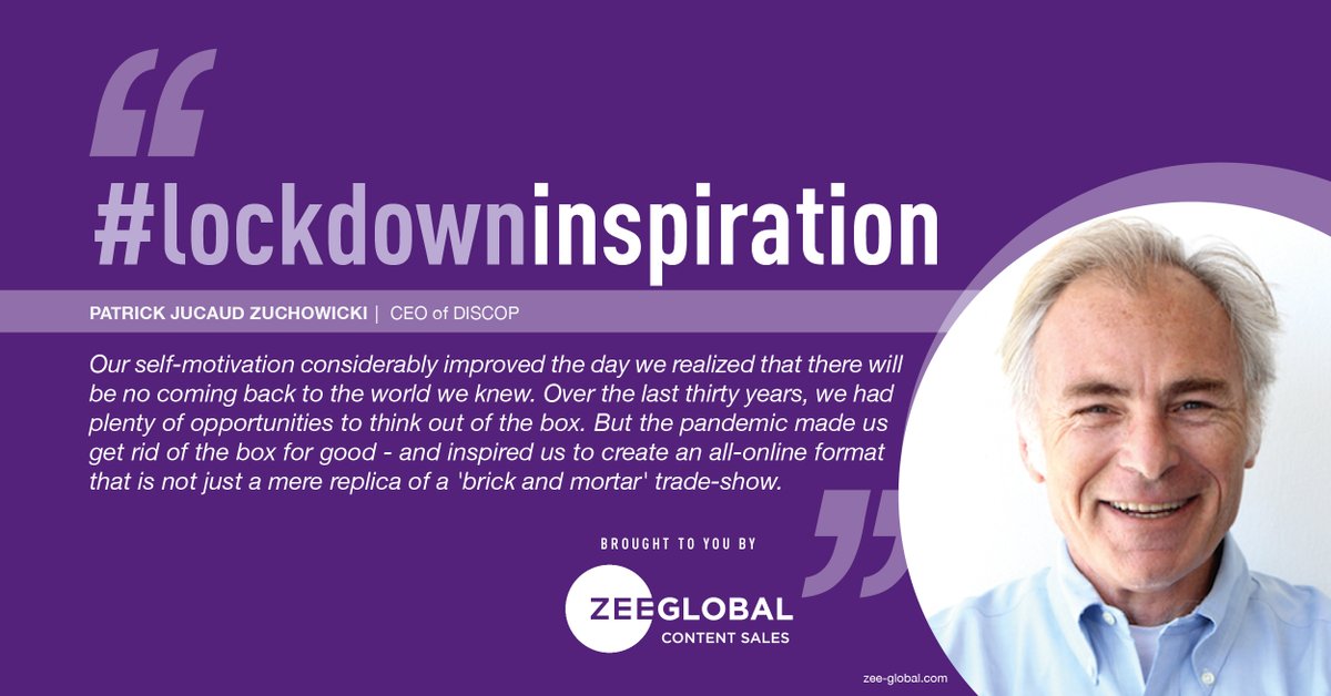 zeecontentsales's tweet image. #LockdownInspiration Over the last 30 years, we had plenty of opportunities to think out of the box. But the pandemic made us get rid of the box for good &amp;amp; inspired us to create an all-online format trade-show says Patrick Jucaud Zuchowicki, Ceo Of Discop.