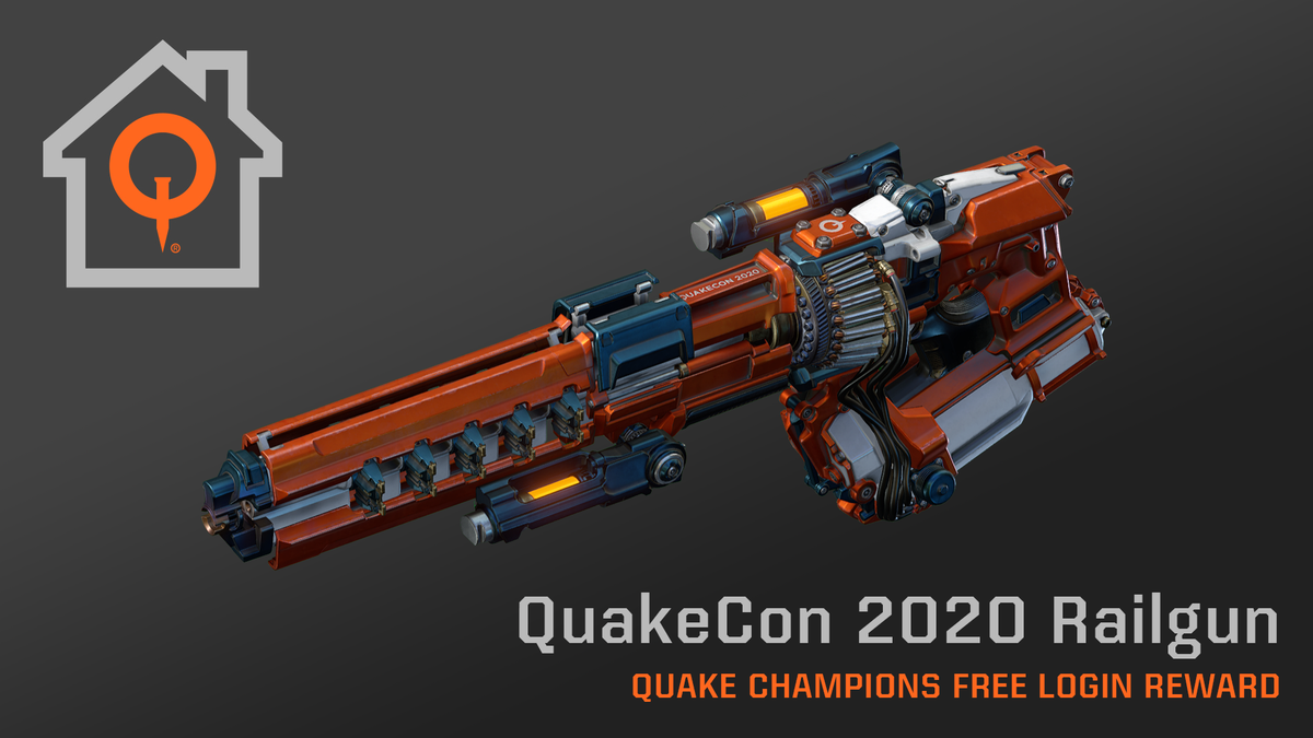 Quake_FR's tweet photo. La #QuakeCon at Home commence aujourd'hui ! 
Connectez-vous à Quake Champions pendant l'événement et obtenez ce Railgun exclusif. De plus, terminez 1 match et débloquez TOUS les champions GRATUITEMENT !

https://t.co/xsTETVCdIk https://t.co/pmjxqkYVSy