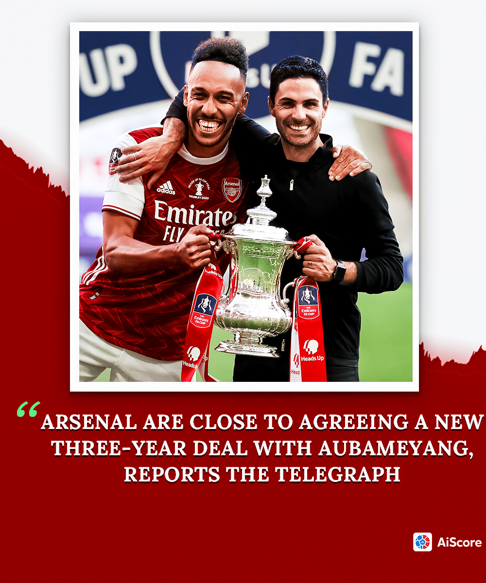 aiscoreofficial's tweet image. Arsenal are close to agreeing a new three-year deal with Aubameyang, reports the Telegraph

#PL #PLUSA #AFC #ARSENAL