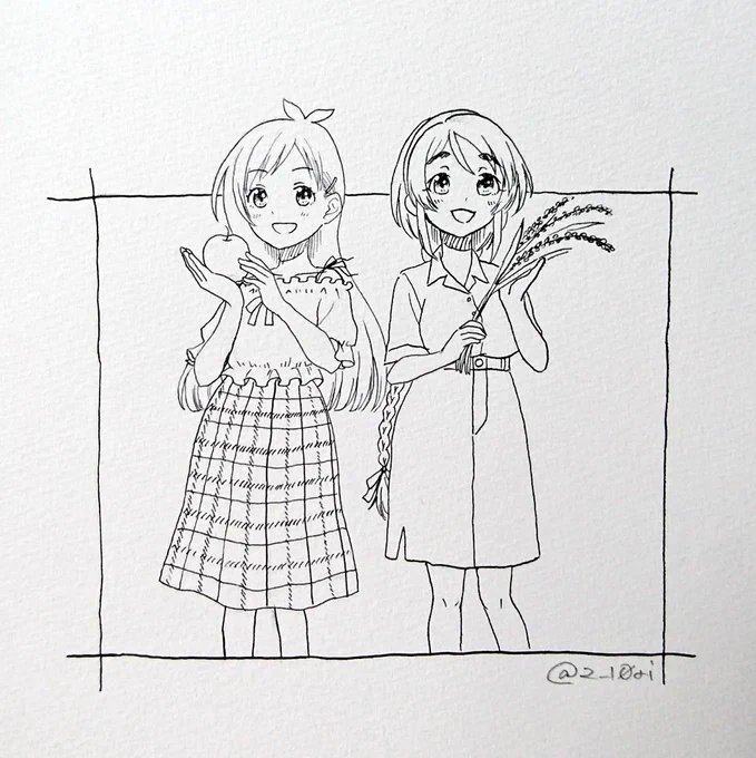 辻野あかりさまと地元の農産物をPRされる相原雪乃お嬢さまの図 