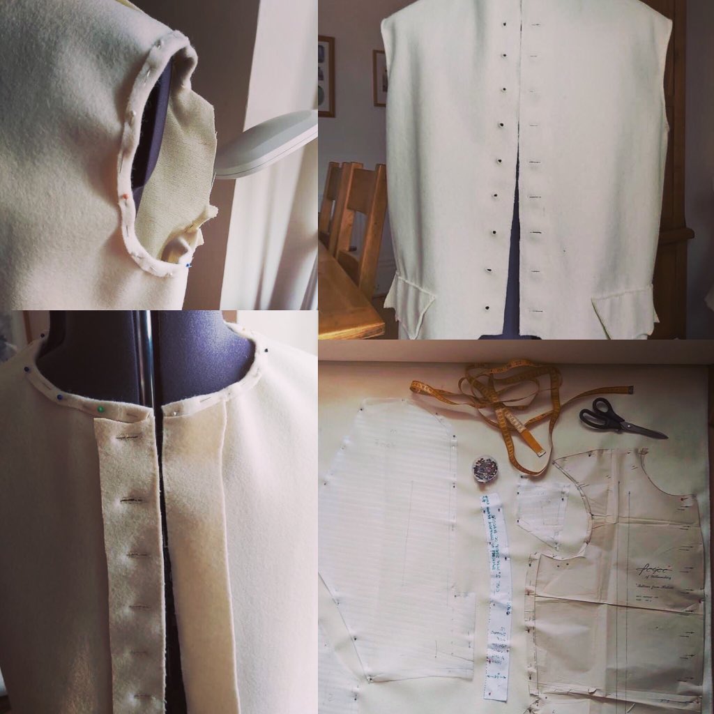 47thFootRedcoat's tweet photo. Even though we have no events due to Covid, we are still recruiting & kitting out those who decided to take the King’s shilling 🇬🇧 (thank Naomi Jones) #redcoats #18thcentury #AWI #Revwar #soldierskit #seamstress #wool #sewing #pins #needsbuttons #waistcoat #stylish #newrecruits https://t.co/SvWQgkzkXX