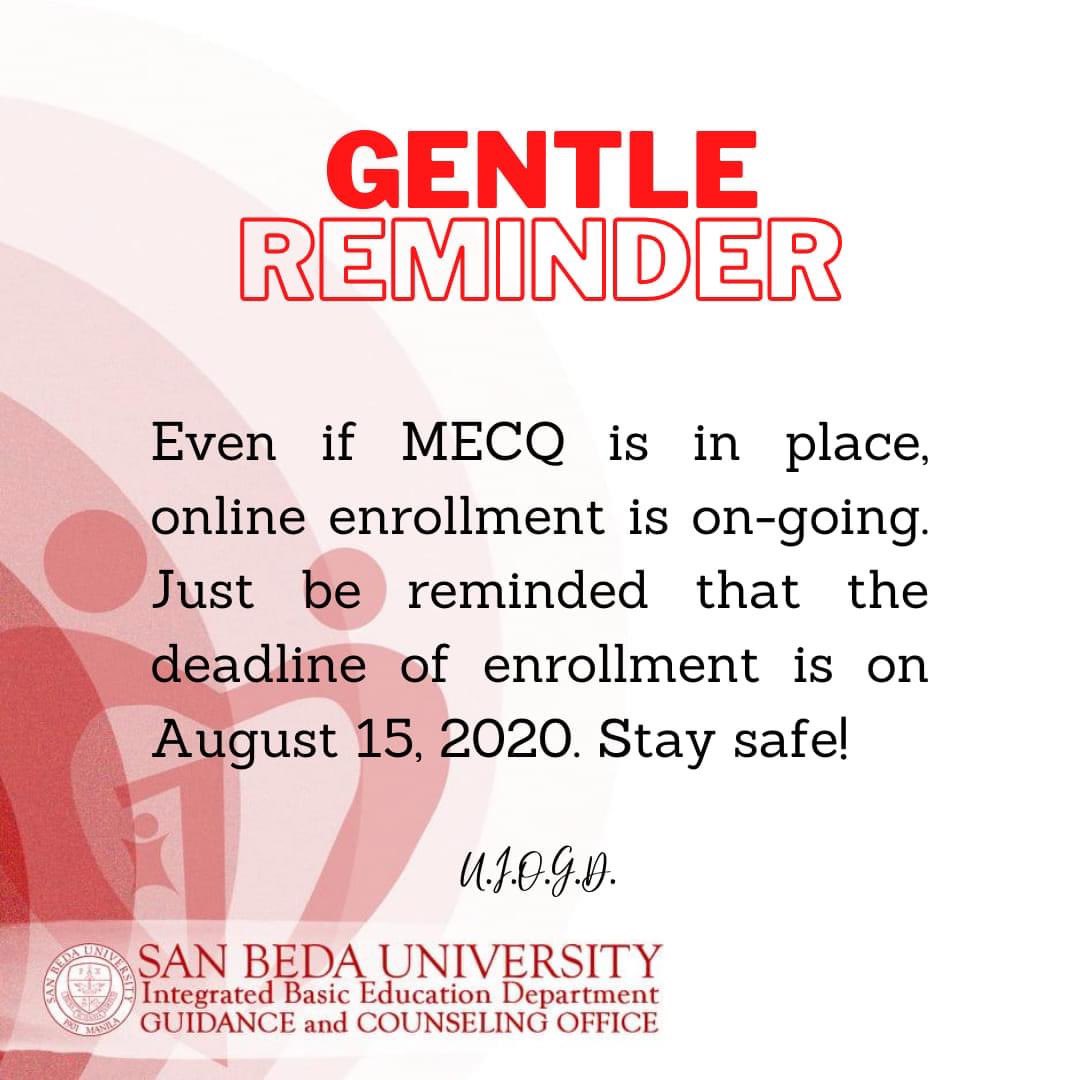 SBURjhsSC's tweet photo. Greetings Bedans!
A gentle reminder from our Guidance and Counseling Office. 

We hope that you and your family are all doing well and may you all stay safe. 🦁❤

📸: SBU IBED Guidance and Counseling Office https://t.co/fE9aqUFdfU