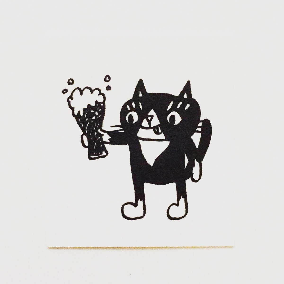 肌子 Twitterren 今日のイラストはコレ ｪ 黒ビールを飲む猫 イラスト 猫 ネコ ねこ オリジナル ペン画 アナログ画 絵 猫の絵 白黒猫 ハチワレ猫