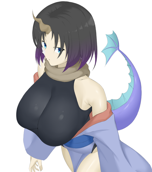 メイドラゴンのエルマ描きました。上からの角度難しい 