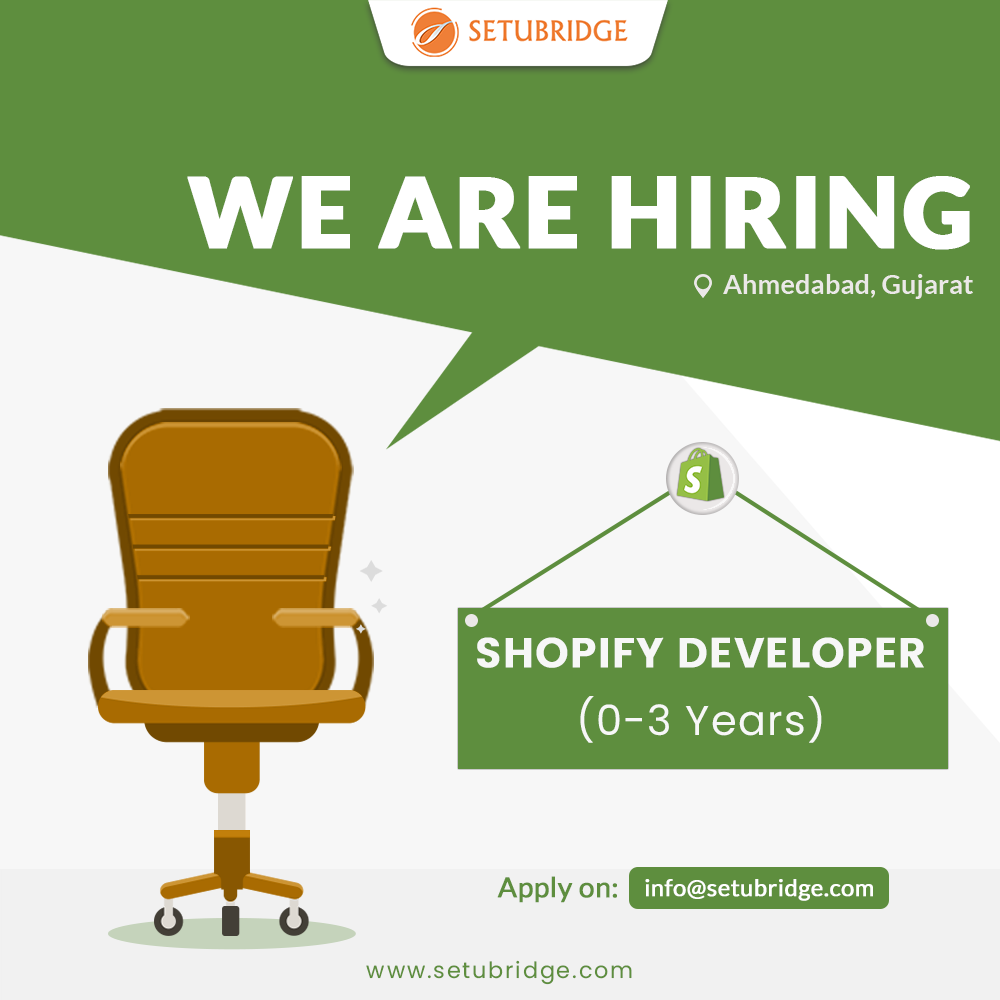 SetuBridge's tweet image. Hello everyone, 
Greetings from @SetuBridge Technolabs (setubridge.com)
Opening for #ShopifyDeveloper #ShopifyAppDeveloper 
If you are interested, apply here or please send your CV at info@setubridge.com
#SetuBridge #Vacancy #JobOpportunity #Vacancy #shopify