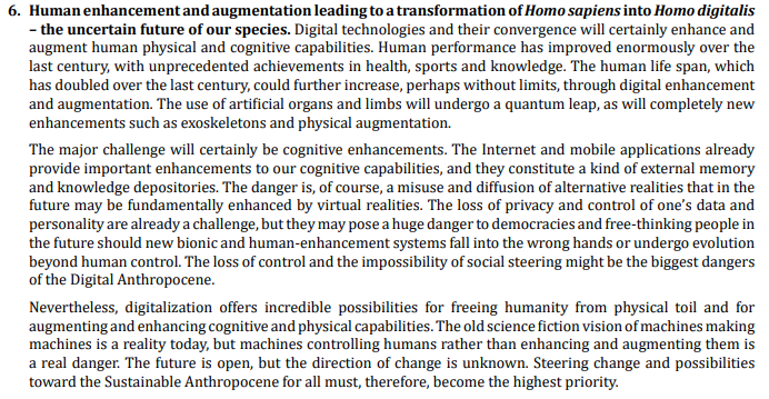 TWI2050 2019 Report: The Digital Revolution and Sustainable Development: Opportunities and Challenges https://iiasa.ac.at/web/home/research/twi/Report2019.htmlThis report predicts that Homo sapiens will transform into Homo digitalis......2/3