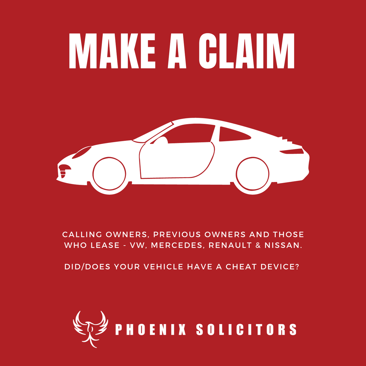 phoenixlegals's tweet image. Volkswagen, Mercedes, Renault, Nissan &amp;amp; other #carmanufacturers are accused of fitting #cheatdevices to vehicles. Do you own, previously own or lease an affected vehicle? You could claim THOUSANDS in #compensation. NO WIN NO FEE, NO HASSLE Visit phoenixlegalsolicitors.co.uk/vehicle-emissi… #emissions