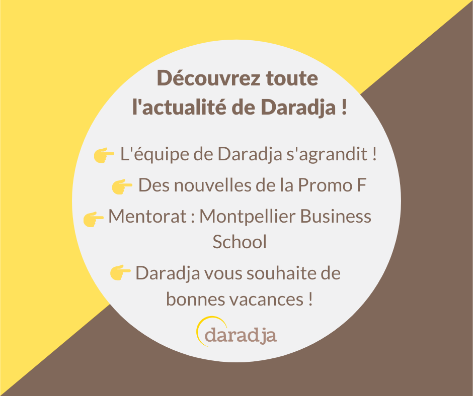 Daradja4's tweet photo. [#NEWS]
👉 L'équipe de Daradja s'agrandit !
👉 Des nouvelles de la Promo F
👉 Mentorat 2020 : démarrage 2020 avec Montpellier Business School !
👉 Daradja vous souhaite de bonnes vacances ! - https://t.co/v6bW8b2Tqa https://t.co/iiDBWdF582