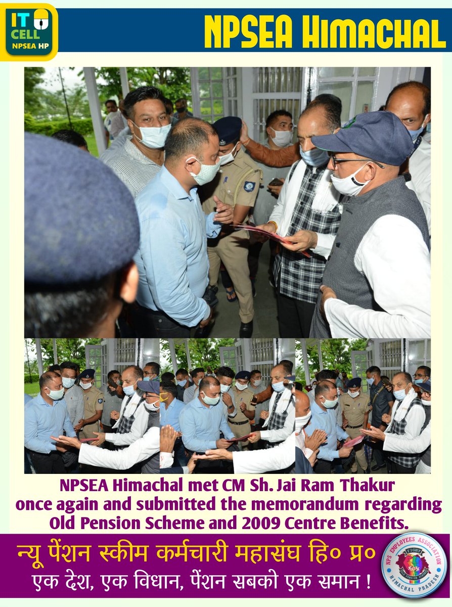 NPSEAHPOFFICIAL's tweet photo. State Vice President @SAURABHVAID7 meets today with @jairamthakurbjp @CMOFFICEHP for restoration of old pension scheme https://t.co/5abTgtcFyg