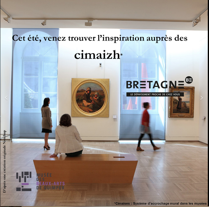 Mweilc's tweet photo. Pendant que @mbar_officiel affiche certaines de ses oeuvres dans les magasins de la ville (médiation au meilleur sens du terme👍), @mbaqofficiel adapte la campagne estivale de @regionbretagne et de l'agence #NotchupDDB basée sur les jeux de mots "bretonnisants" 🙂👌 https://t.co/pPrke37amk
