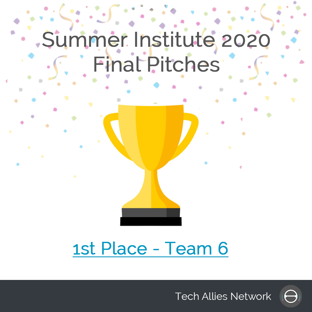 TechAlliesNtw's tweet photo. And finally we can announce that our industry judges for #SummerInstitute final pitches voted team 6 in 1st place with their solution MediConnect 🎊

Well deserved Anabel Lee, Arham Zubair, Fraser Maclean, Maureen Livingstone and Shannon Francis! https://t.co/hh5sJygBxL