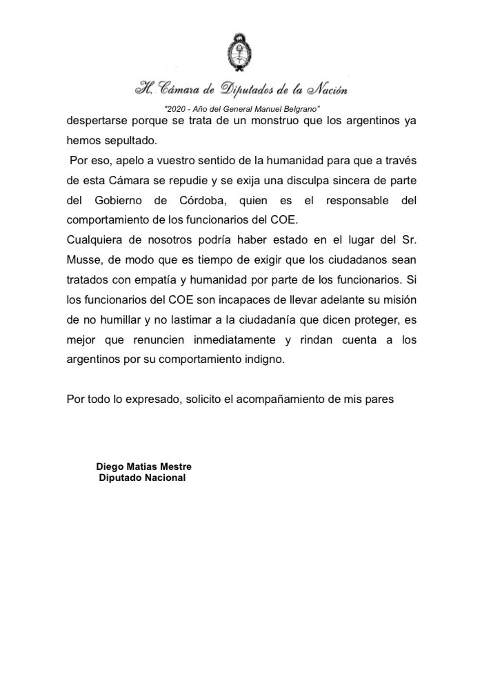 DiegoMMestre's tweet photo. Mis condolencias a la flia de #Solange por esta pérdida irreparable . El actuar del COE Cba es totalmente repudiable. Por eso presente este nvo proyecto en @DiputadosAR . Semejante ausencia de humanidad en los funcionarios dice mucho de quienes están a cargo de tomar desiciones. https://t.co/cQWrxmJLUD