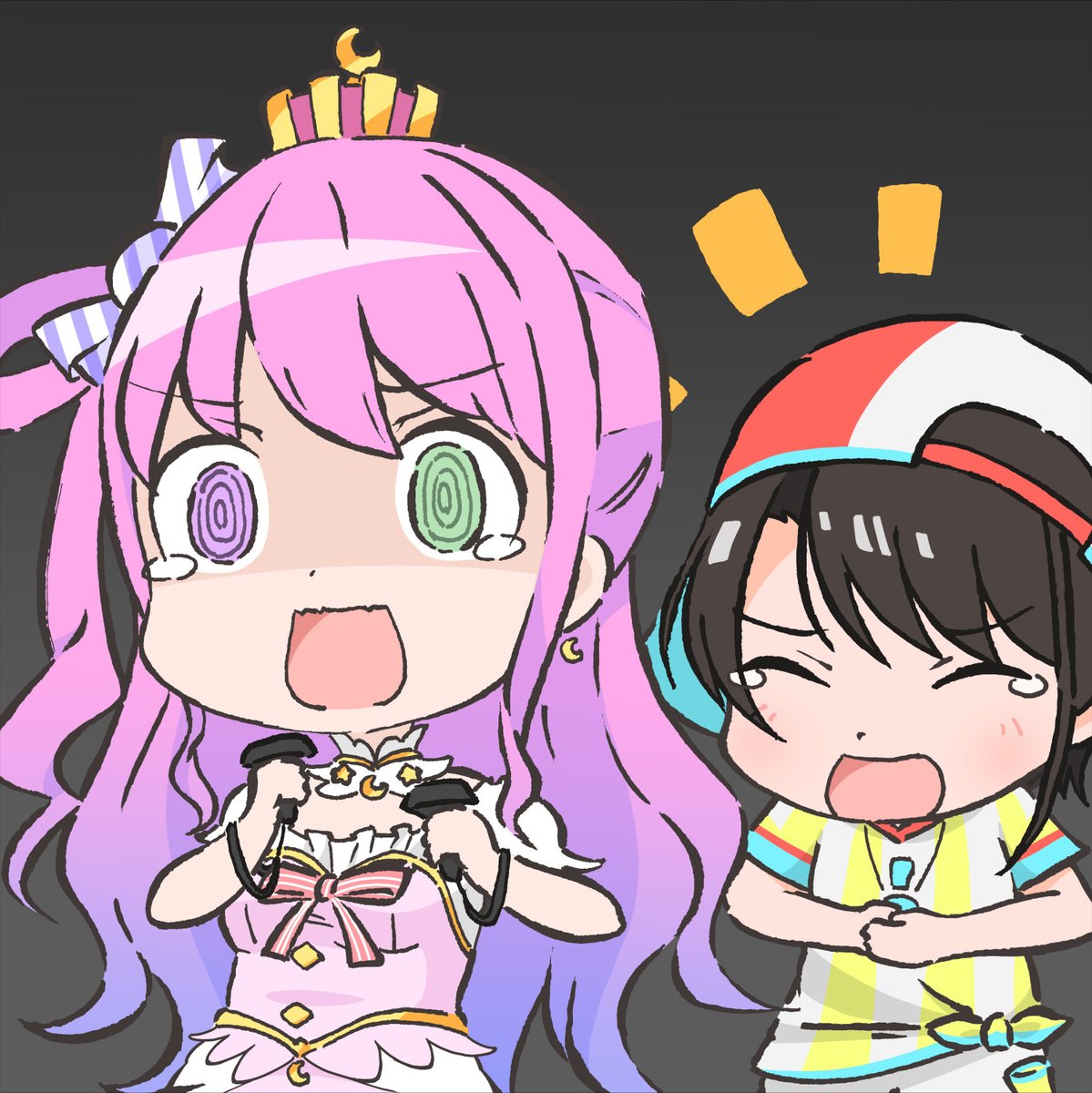 姫森ルーナ ,大空スバル 「姫様お大事に…でも2人のリアクションでアホほど笑わせてもらいました #ルーナート」|しーびー🏴‍☠️skeb openのイラスト