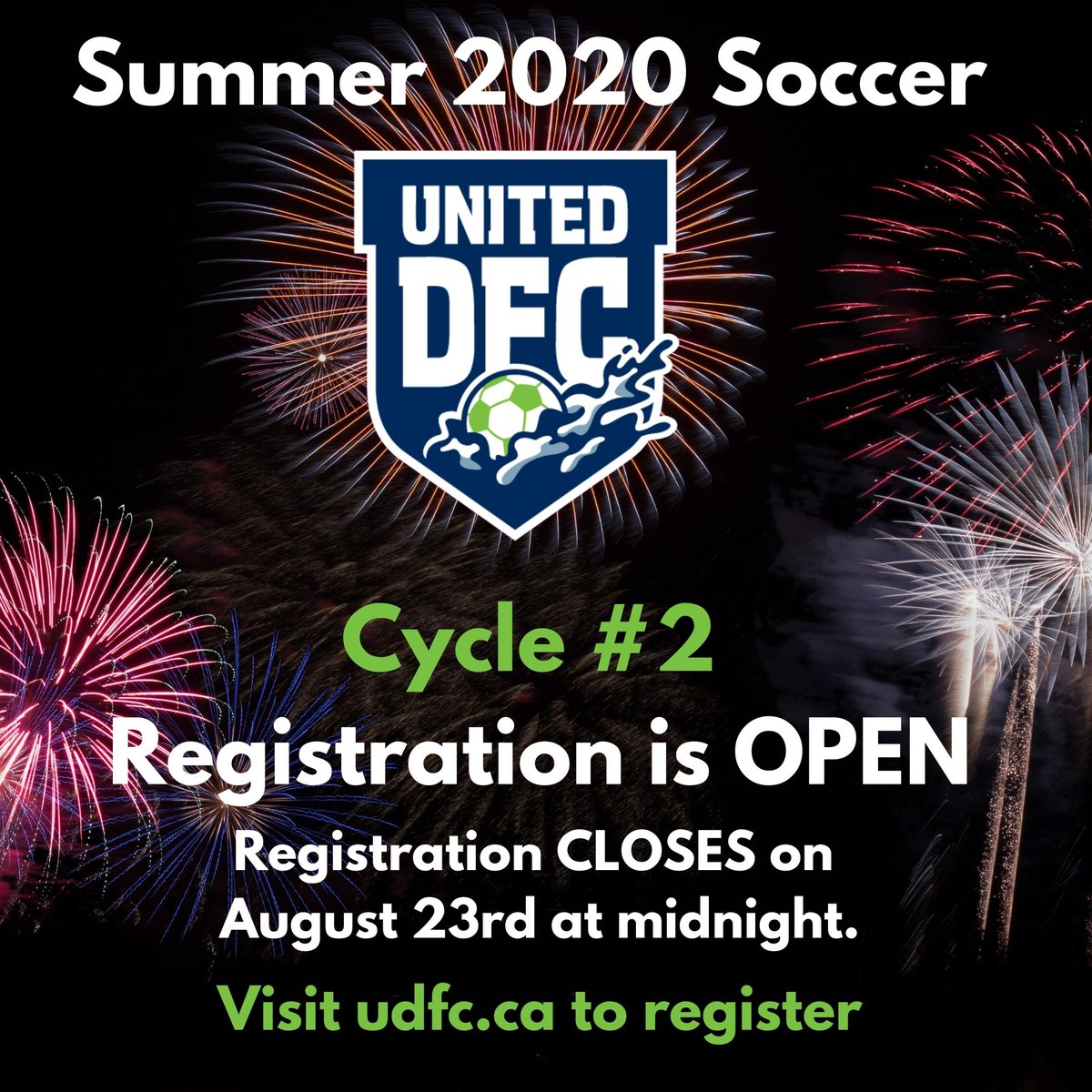 We have openings in the following Cycle #2 groups: 
U9 Boys, U11 Boys, U15 Boys, U15/18 Boys,  U8 Girls, U11 Girls, U13 Girls,  U18 Girls.All welcome. Each session $13.50. Safety Protocols in place. 3 weeks remaining. Visit udfc.ca to register.