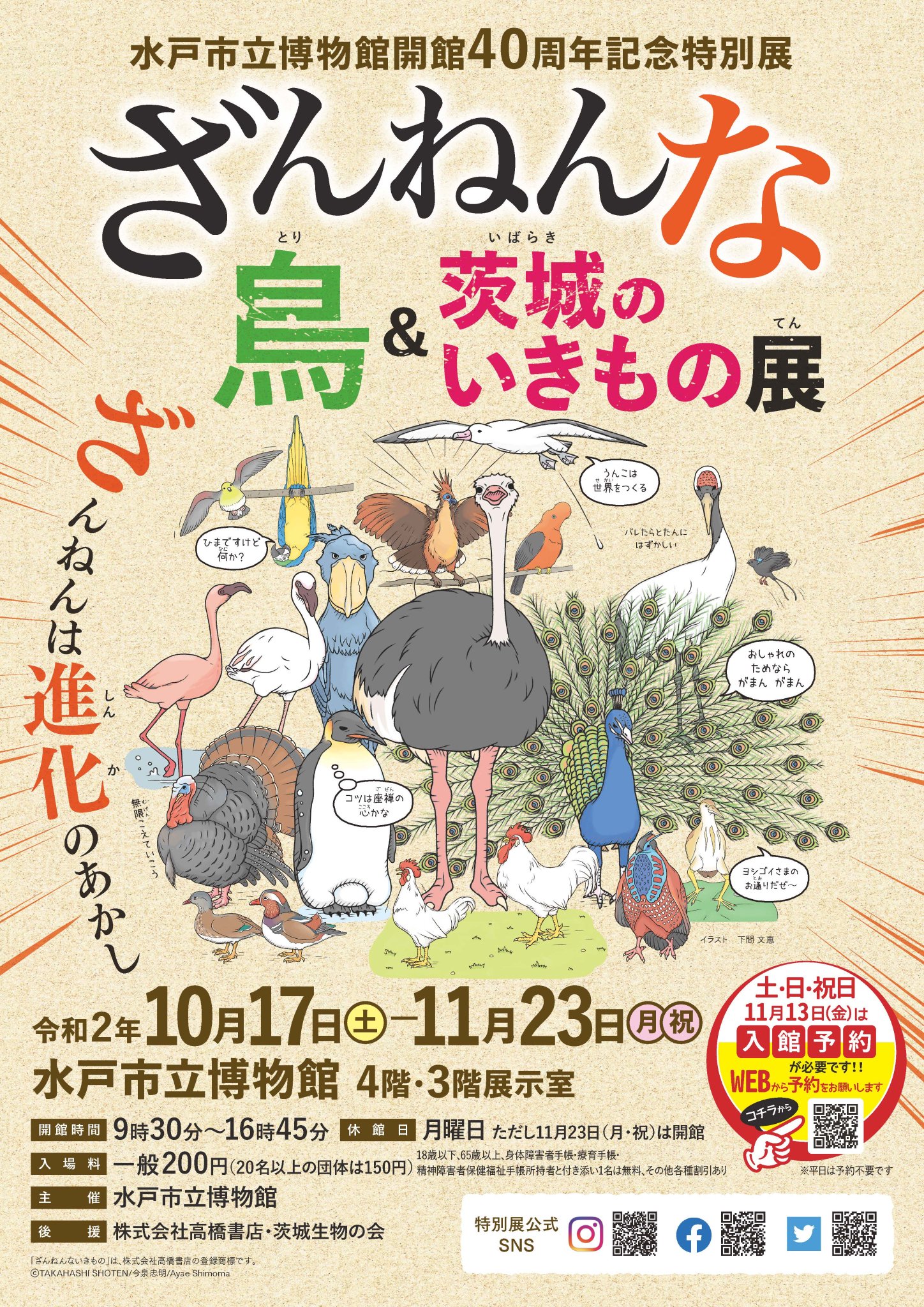 特別展 ざんねんな鳥 茨城のいきもの展 公式 On Twitter 特別展のチラシです まずはここからチェックをお願いします 土 日 祝日は事前の入館予約が必要です 3密を避けるため ご協力をお願いします ざんねん展