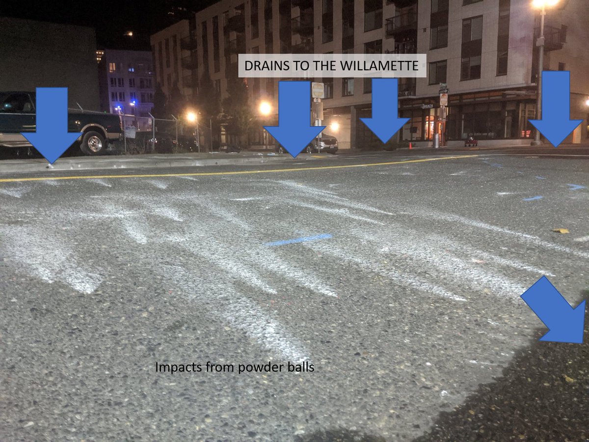 as with the powder balls, with these aerosol cans, and many munitions the agents fire them off with no consideration of impact site -- the first tweet in this thread is from here -- every night, law enforcement gasses neighborhoods. 