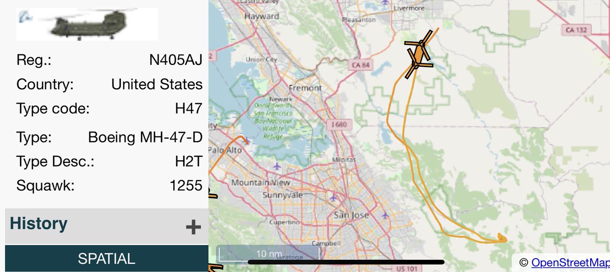 That’s a new one on me, there’s an CH-47 (Chinook) doing air ops over East San Jose From Montana, privately owned fleet!  https://fireaviation.com/2014/02/21/montana-company-purchases-first-civilian-owned-chinooks-2/