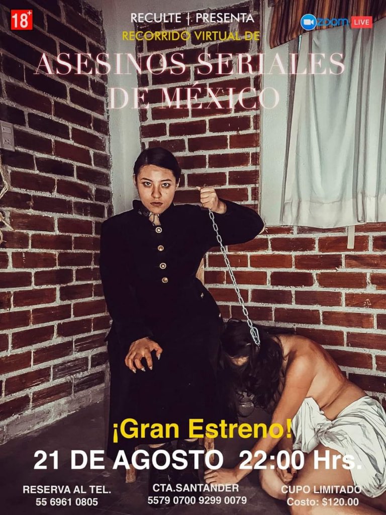 reculte's tweet photo. Nos vemos hoy 10 pm, si aún no has reservado qué esperas #Reculte #asesinosseriales #FelizViernes #FelizViernesATodos #recorrido #tourvirtual #tour #mexico #cdmx https://t.co/B2NVXN65ne