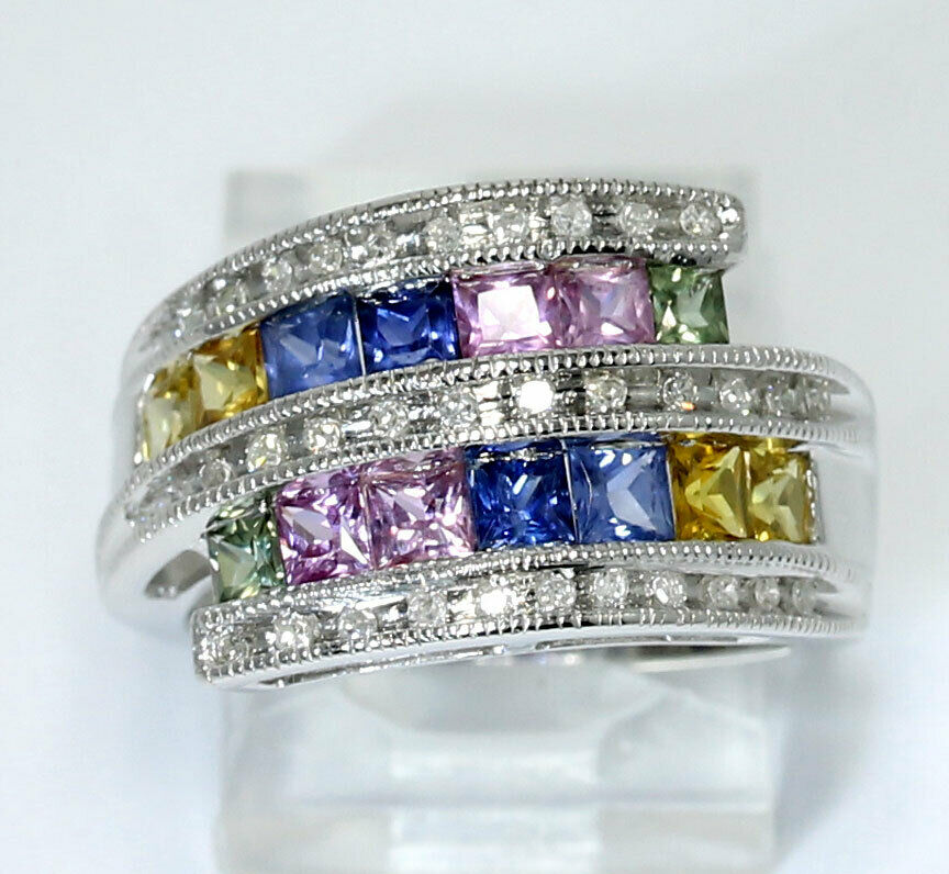 adinajewelers's tweet image. Gorgeous colorful ring! 2.15CT H Diamond and rainbow topaz crossover ring set in 14K white gold featuring 49 round/princess stones. Size 7 but can be resized. Amazingly priced! Why pay retail? #multigemring #summerring #summerjewelry  #adinajewelers ow.ly/TYLH30r5AOa