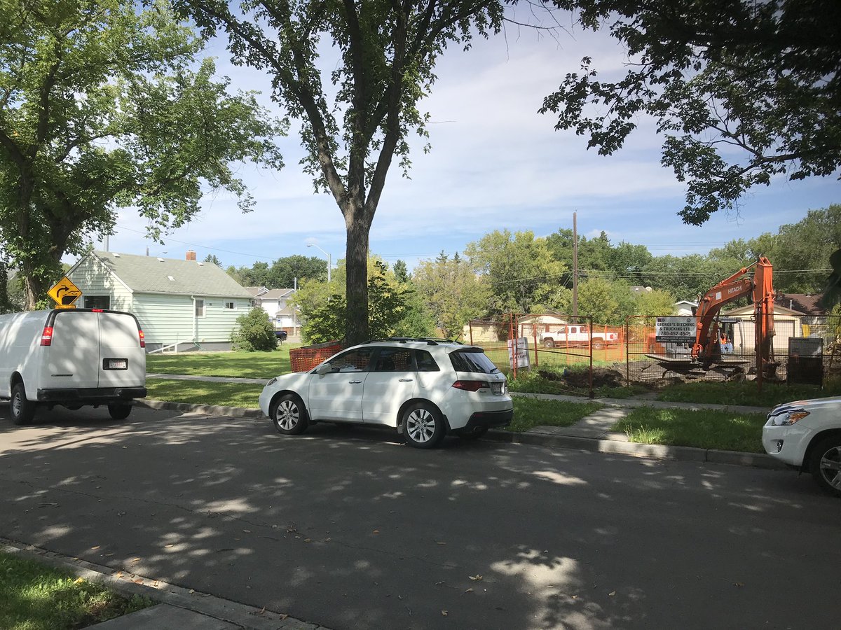 The house sat vacant for at least a few years. Now, after a surprisingly long life, it’s gone. There was no funeral; burial presumably in a landfill. Afterlife: I’m hoping for a nice ‘missing middle’ project on an assembled site: the beginning of a new, hyperlocal Edmonton story.
