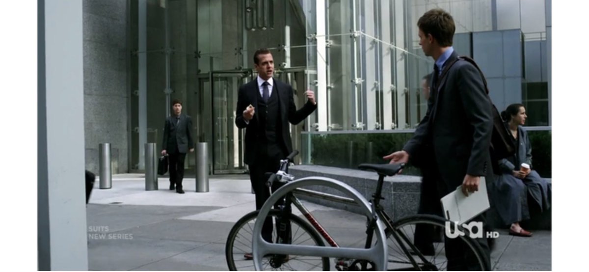 Mike in Suits: He’s a bike courier at the beginning, weaving through Manhattan traffic like the valiant young daredevil that he is. He continues to bike commute even after starting as a lawyer. The bike underscores his scrappiness and ...
