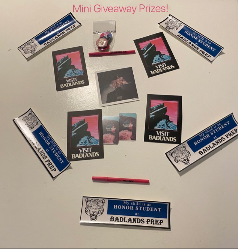 halseysupdating's tweet photo. ✨Badlands Anniversary Giveaway✨ 5 winners for prize packs pictured and 5 additional winners for a mini giveaway of 1-2 randomly selected items. Open internationally! RT &amp; follow us to enter. Winners will be announced on 8/28! 💗 Keep running. https://t.co/GlW2yv8lYv