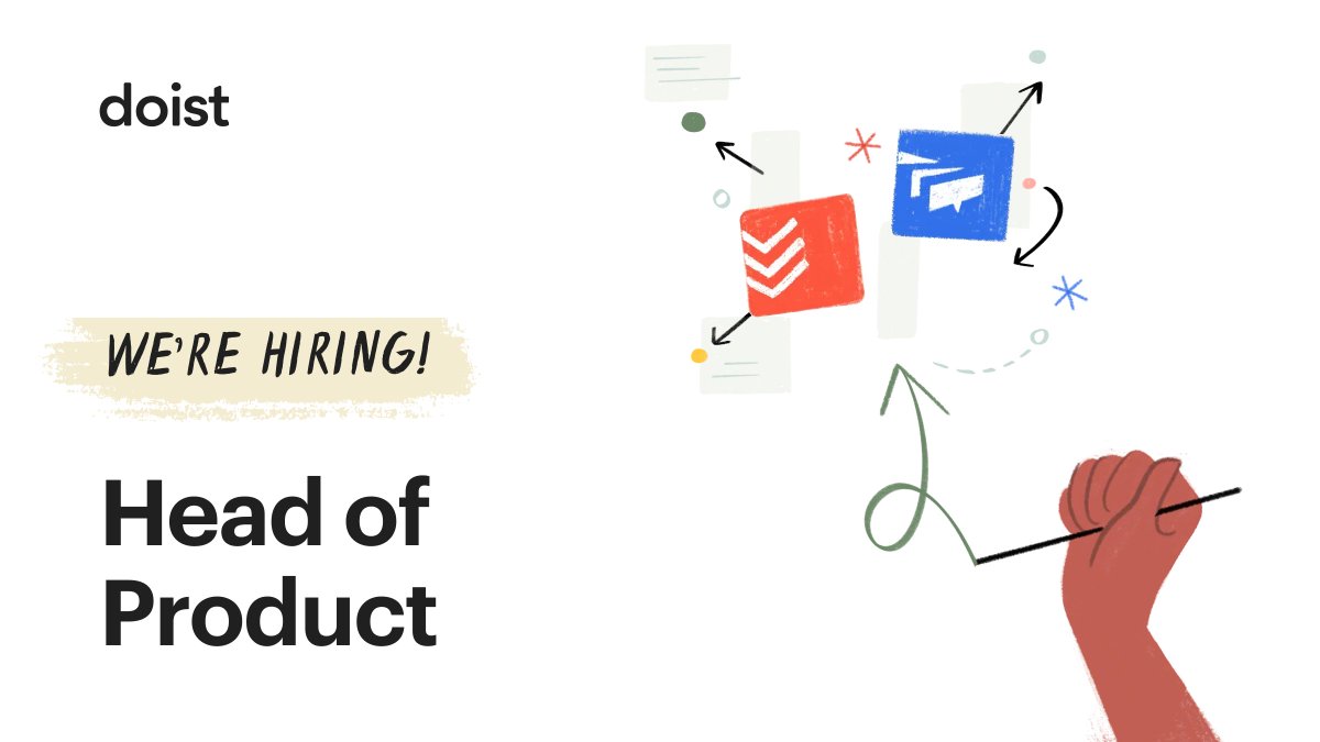We’re hiring a Head of Product to join our team!

*Provide product vision 👓
*Build &amp; lead the Doist Product organization 🌟
*Drive long-term direction for <a href="/todoist/">Todoist</a> and <a href="/usetwist/">New Account: Follow @TwistWork</a> 💻

👉Apply: buff.ly/2YnCNgf