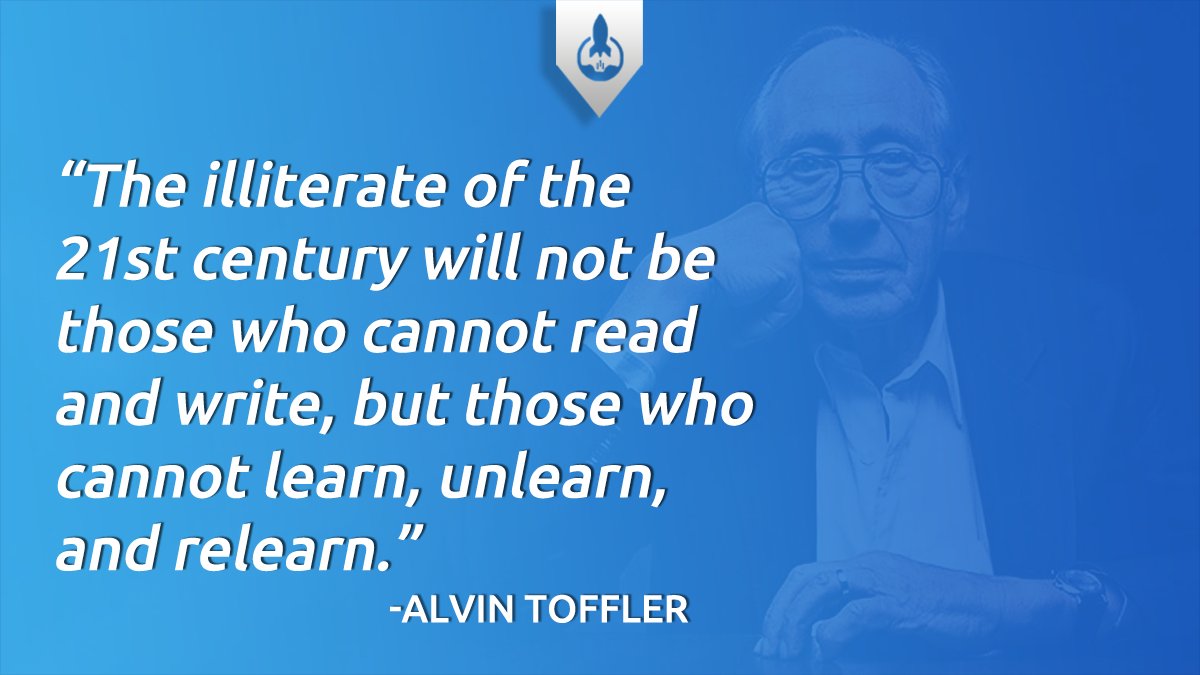 purposemediapro's tweet photo. "The illiterate of the 21st century will not be those who cannot read and write, but those who cannot learn, #unlearn, and relearn." -Alvin Toffler
🧠❤️
#changemakers #socent #entrepreneurs https://t.co/ibm460GWYY