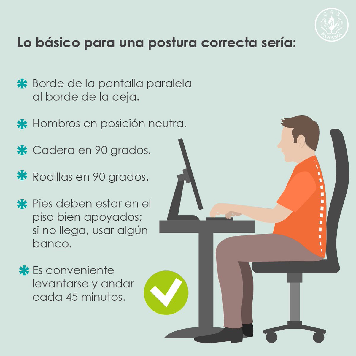 CSSPanama's tweet photo. En nuestro país, por la crisis del #COVID19, una buena cantidad de personas están trabajando desde casa, y ahora más, los profesores y maestros, opta por estas recomendaciones para una postura correcta. #CSSPanamá #ProtégetePanamá #CSSvivesaludable https://t.co/m7keHLBB5d