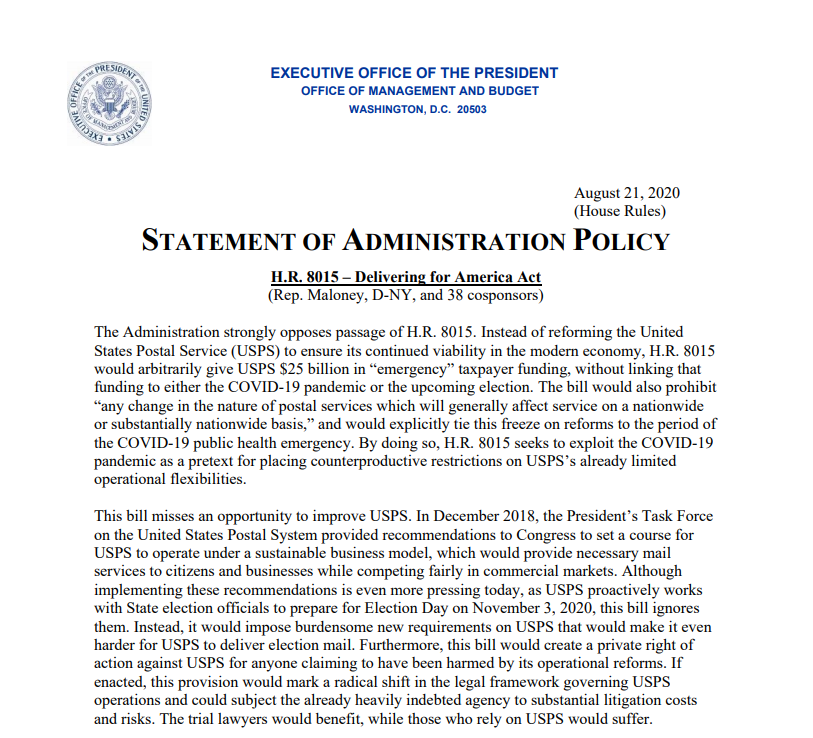 OMBPress45's tweet photo. OMB Statement of Administration Policy *Update*:

H.R. 8015

→ https://t.co/k0xVhg8rsV https://t.co/0A2Wqpst4q