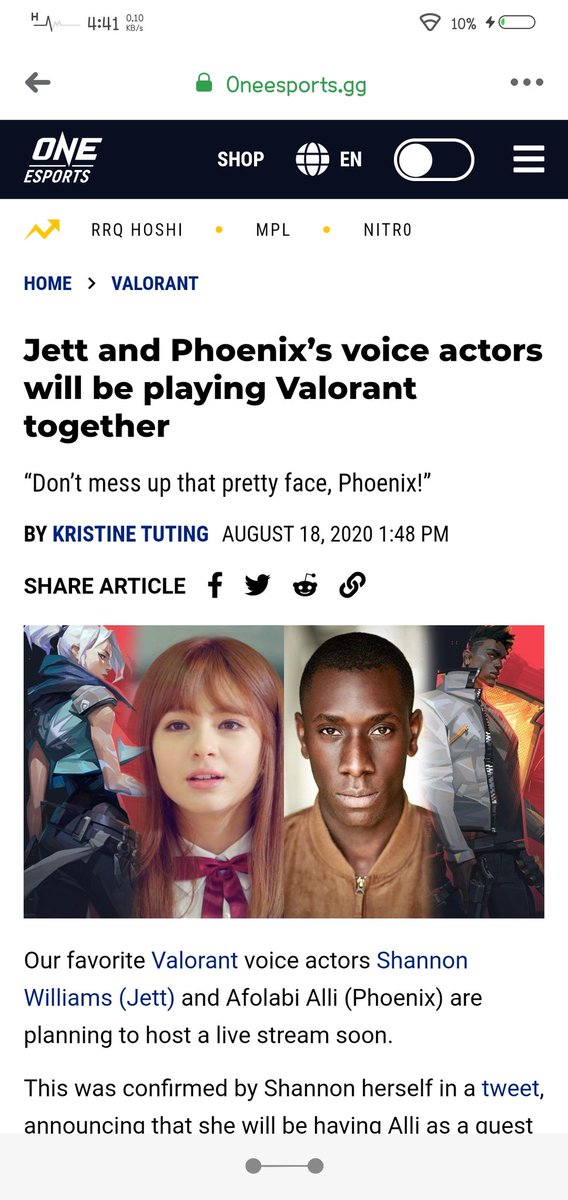 itskmsml's tweet photo. Jett @ArrumieShannon and Phoenix’s voice actors will be playing Valorant together
https://t.co/pnCE5hGeNV https://t.co/dbddQoeYE4