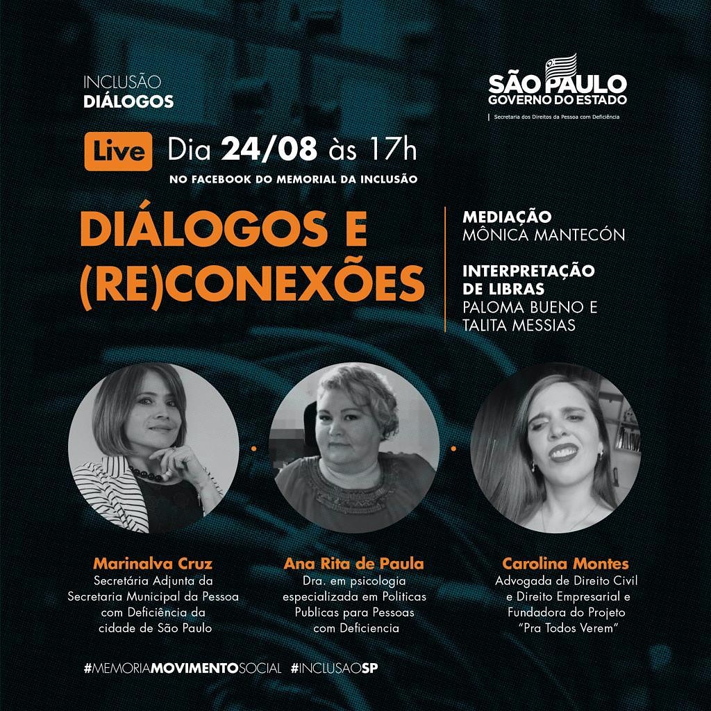 museudainclusao's tweet photo. 🗓 Na próxima segunda-feira  (24/08), às 17h, o Memorial da Inclusão estará ao vivo para o primeiro debate do projeto Diálogos e (RE)conexões. 🤟⁣

💪 Curta, compartilhe e comente para que mais pessoas sejam alcançadas e participem! https://t.co/LsdLRnyMkT