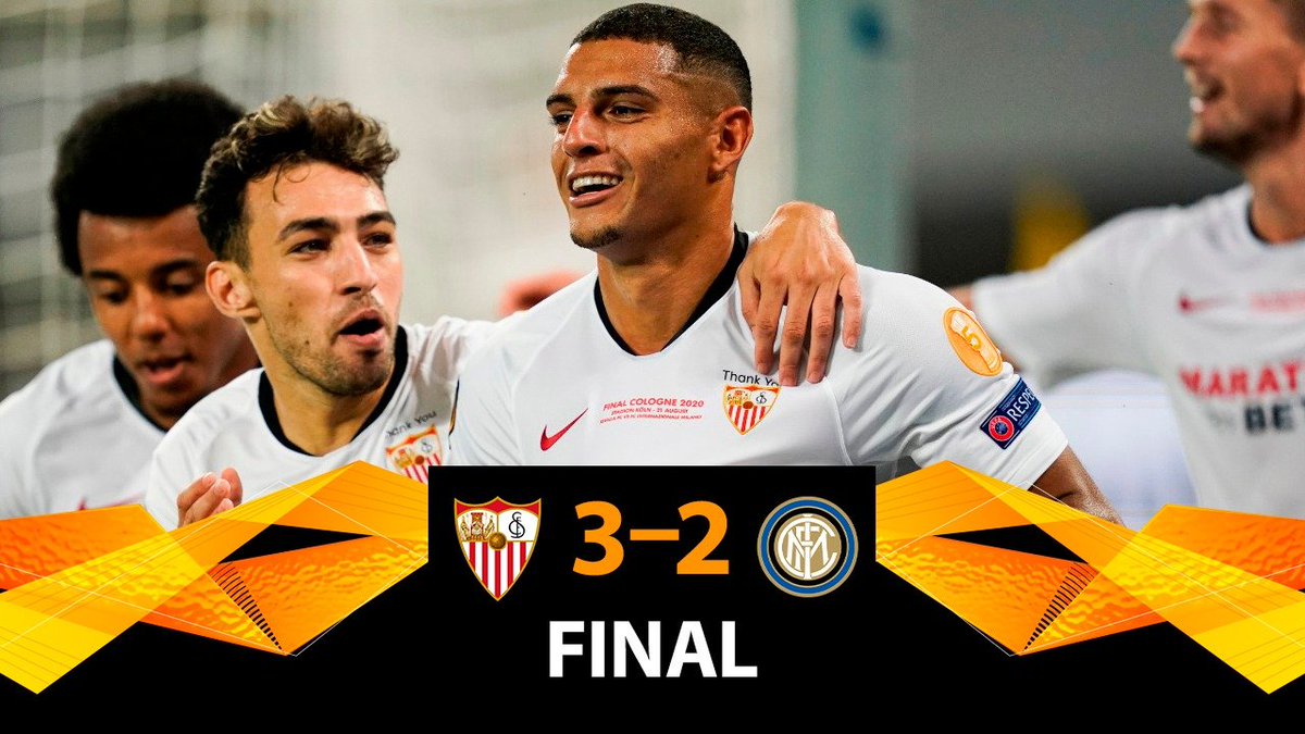 Una más 🏆🥇🎏🎉🎆

En una final electrizante⚡⚡⚡, donde fue un ida y vuelta constante el Sevilla 🇪🇸 derrotó al Inter 🇮🇹. Coronandose campeón por 6°ta vez en su historia de la UEL.

#HoraProfe 
#LaDeportiva 
#1120AM 
#A2CMedia
