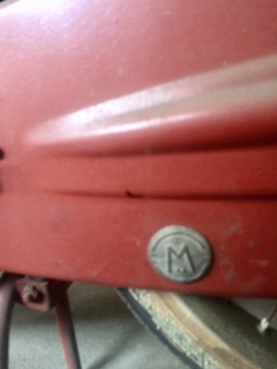 coldfusionfont's tweet image. #motorbike Does anyone know who manufactured this motorbike? Looks like 1950’s or 1960’s Emblem or logo has a big uppercase M