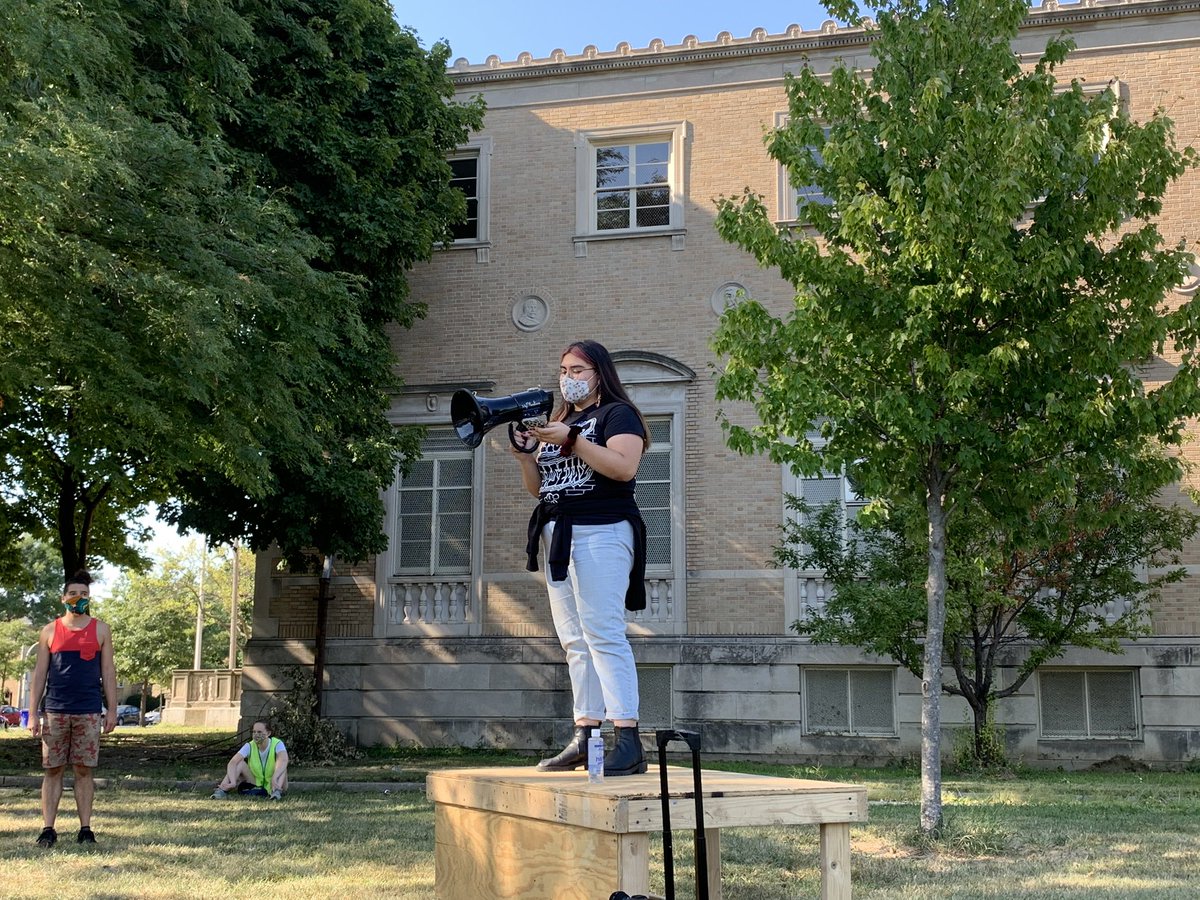 “Because cops react to violence with more violence, they do not prevent it,” said Tanya a CPS alum and organizer with  @BPNCchicago.  #ChicagoProtests