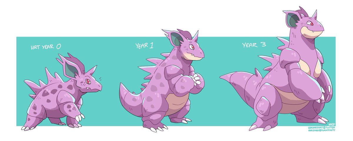 commission for @TriangleDeltas! a nidoqueen counterpart to a commission i did last year of a nidoking transition :> this evolution process takes longer than just using a moonstone but its worth it!